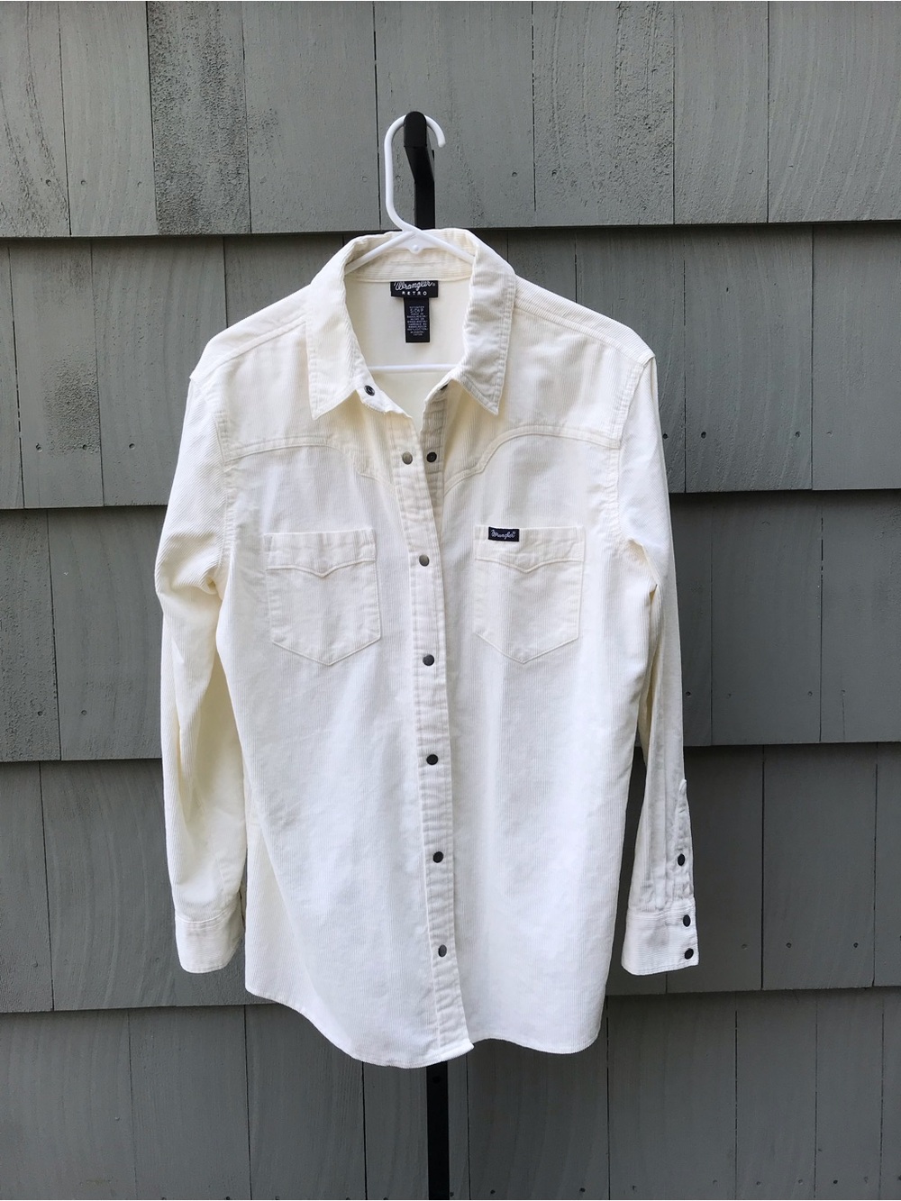 WRANGLER RETRO WESTERN SNAP FRONT IVORY OVERSIZED CORDUROY TOP SIZE S/CH/P (SM)